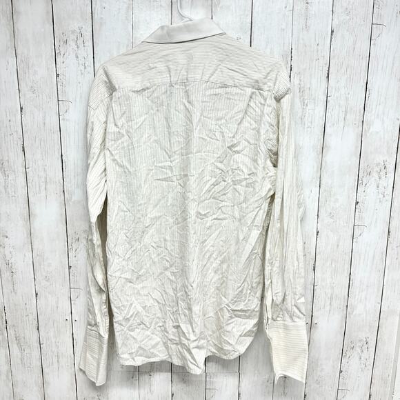 Brighton Shirt Men Size XL Off White Button Down Collared VTG Stripe Long Sleeve - Picture 4 of 4